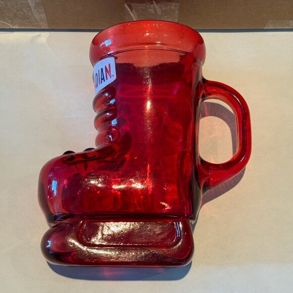 Molson Canadian Beer Glass Red Mug Ice Hockey Skate Boot Collectible 24oz - Picture 5 of 8